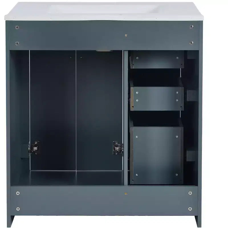 Meuble-lavabo de salle de bain de 76 cm à lavabo simple avec armoire et 3 tiroirs – Noir / Bleu / Vert / Indigo / Blanc