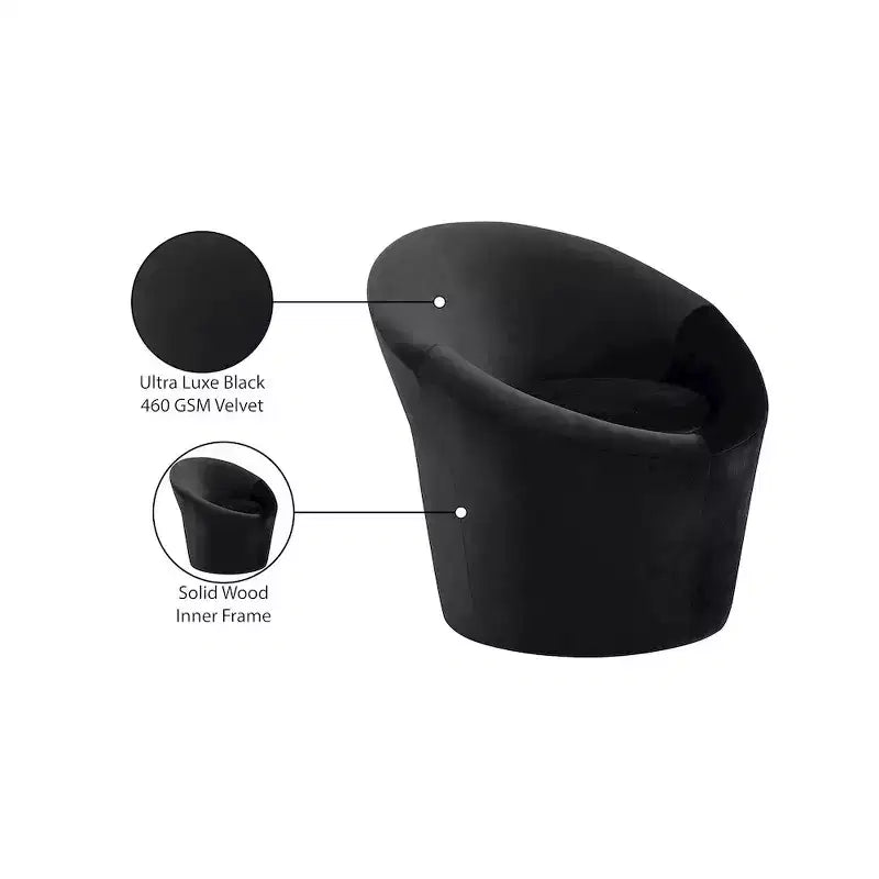 Fauteuil d'appoint en velours – Siège simple | Beige / Noir / Marron / Camel / Cognac / Crème / Vert / Fauve / Taupe