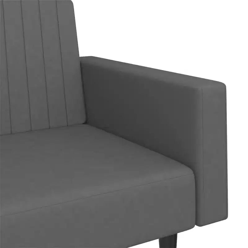 Ciemnoszara aksamitna dwuosobowa rozkładana sofa
