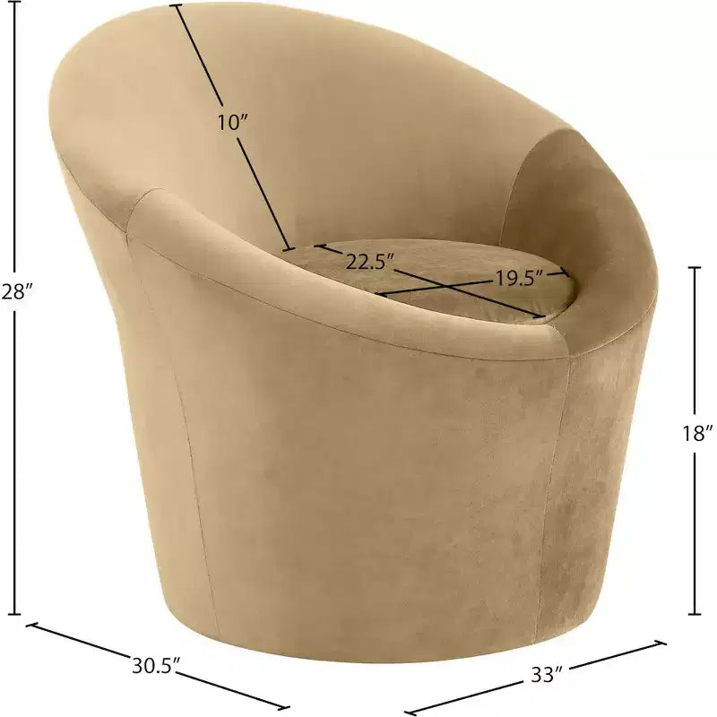Fauteuil d'appoint en velours – Siège simple | Beige / Noir / Marron / Camel / Cognac / Crème / Vert / Fauve / Taupe