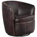 Elements Vito Pebble Brown Faux Leather Barrel Swivel Chair