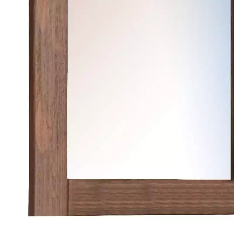 Miroir mural rectangulaire, cadre en bois, couleur acajou