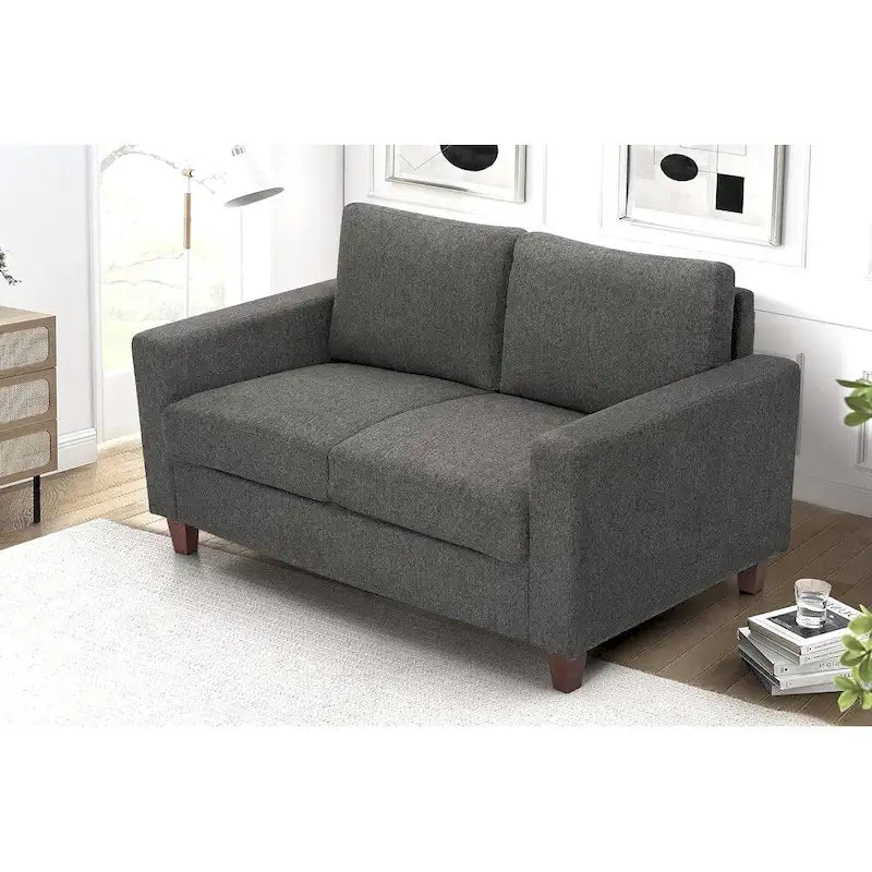 Miles Mid Century Modern Loveseat 2 Seater Sofa Couch with Reversible Back Pillows Large