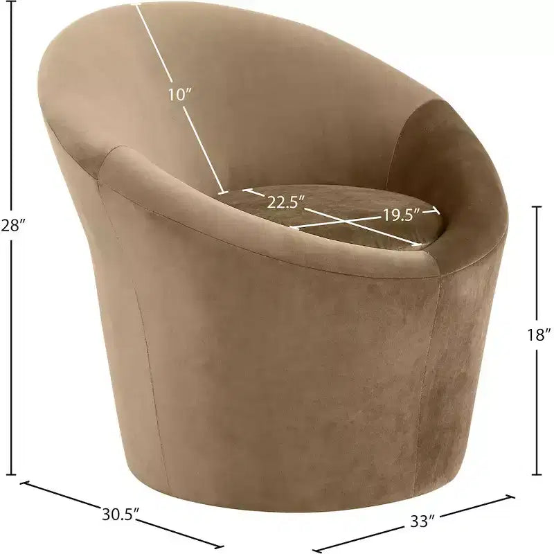 Fauteuil d'appoint en velours – Siège simple | Beige / Noir / Marron / Camel / Cognac / Crème / Vert / Fauve / Taupe