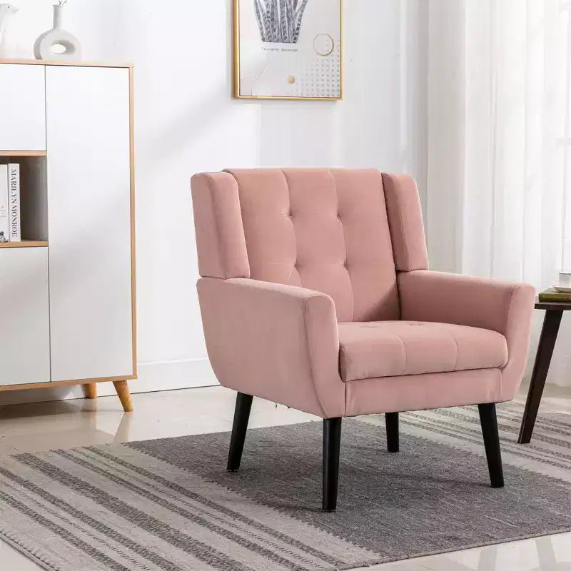Fauteuil d'appoint capitonné multicolore avec pieds en bois, une place