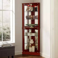 Okak Corner Curio Cabinet, Display Cabinet with 4 Doors and Adjustable Tempered Glass Shelves, Cabinet for Living Room