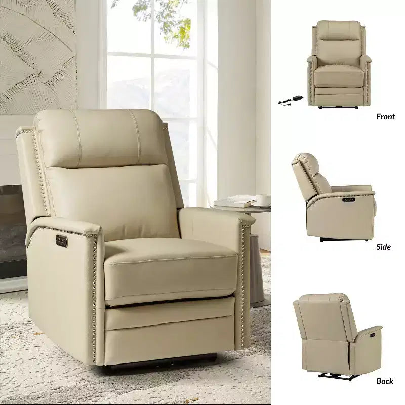 Fauteuil inclinable motorisé, couleur brun/camel, une place