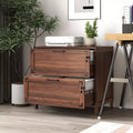 2-Drawer Lateral File Cabinet with Lock, Filing Cabinet for Home Office, Lockable Farmhouse File Organizer Brown