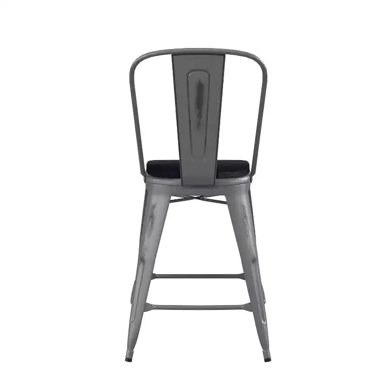 Tabouret de comptoir en métal laqué avec assise en polyrésine, 2 coloris, 1 place