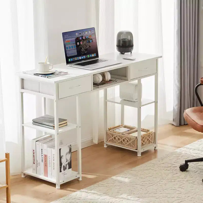 Bureau d'ordinateur à cadre en métal noir avec rangements, pour une personne, 120 x 40 x 77,7 cm