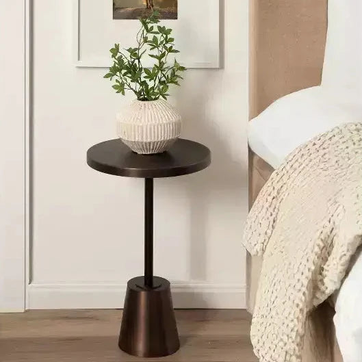 Table d'appoint ronde en métal marron, pour 1 personne