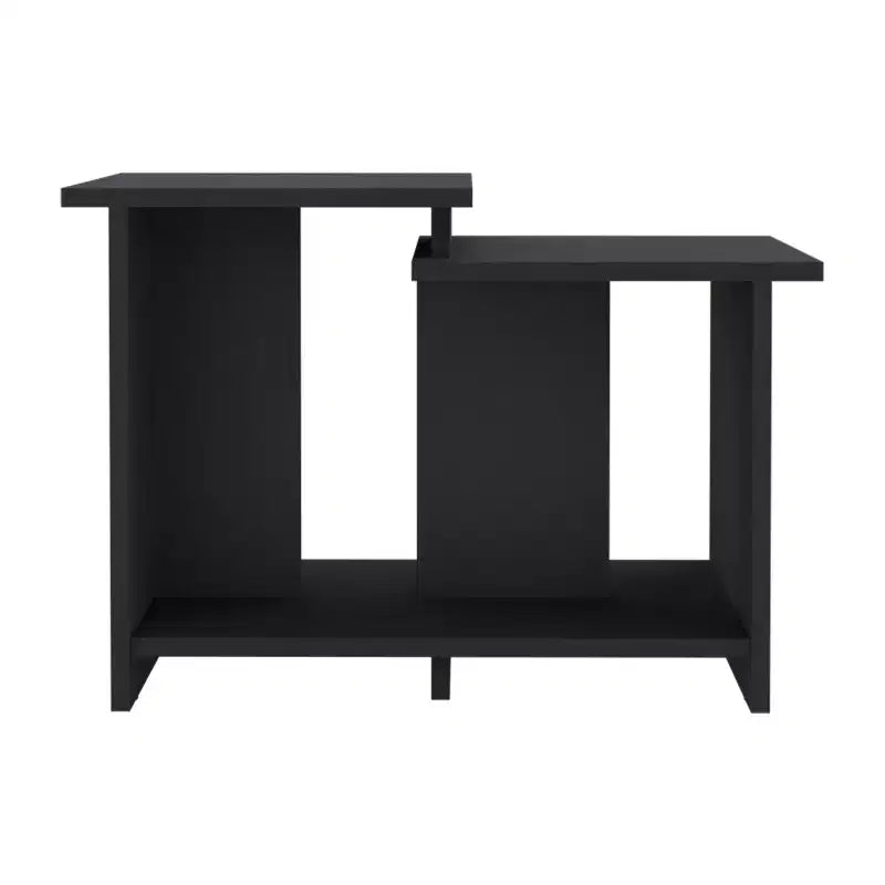 Table basse rectangulaire noire avec étagère ouverte, 1 place