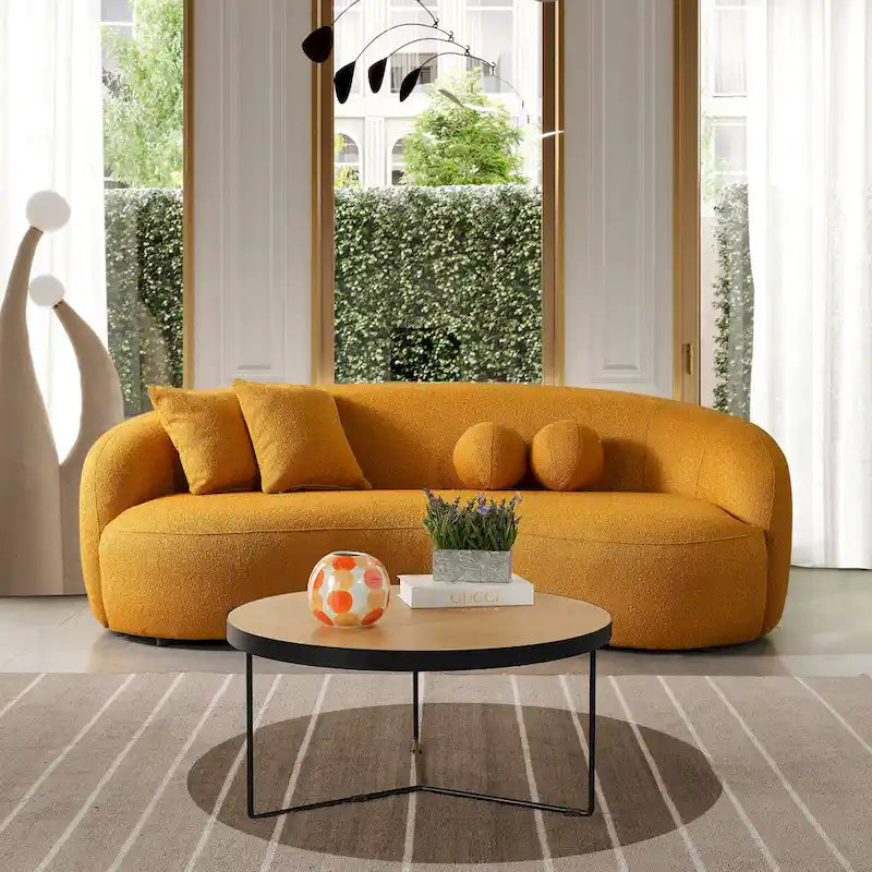 Blaine Japandi Style Luxury Modern Boucle Fabric Curved Sofa