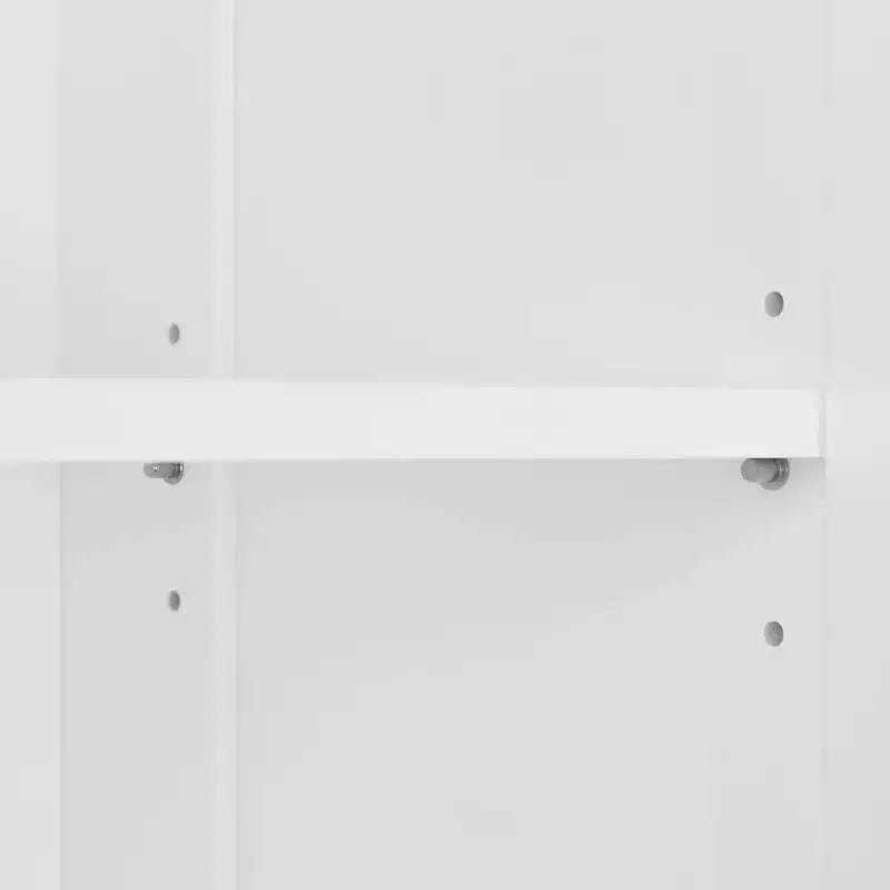 Meuble de rangement blanc à deux portes avec étagères réglables
