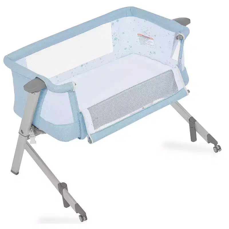 Berceau et lit de chevet en aluminium bleu, 1 bébé