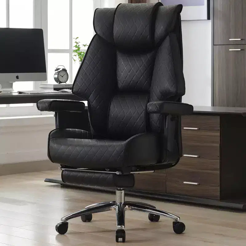 Big and Tall Office Chair with Footrest, PU Leather High Back Executive Office Chair 400lbs, Ergonomic Computer Chairs Lumbar Support (Black)