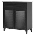 Calvin Shoe - Storage Cabinet - Espresso - Baxton Studio: Modern Organizer with 4 Shelves & Drawer