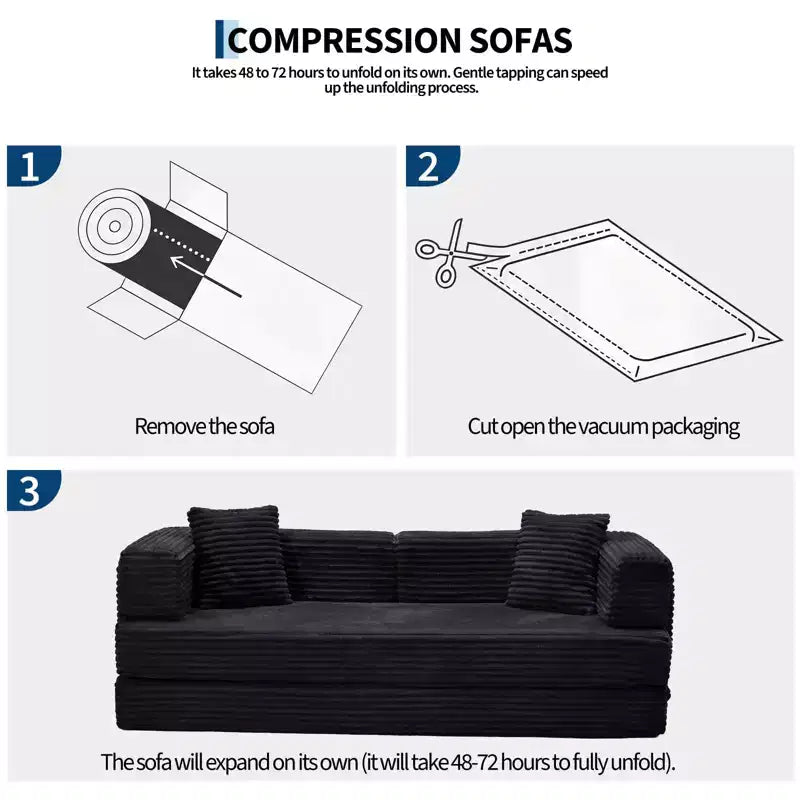 80.7 5-in-1 Convertible Sleeper Sofa Bed ??Corduroy, 1200 lbs, No Assembly