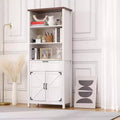 Farmhouse Storage Cabinet, 72 Tall 6-Tier Bookshelf with Drawer and Adjustable Shelves, Display Cabinet for Living Room, Bedroom