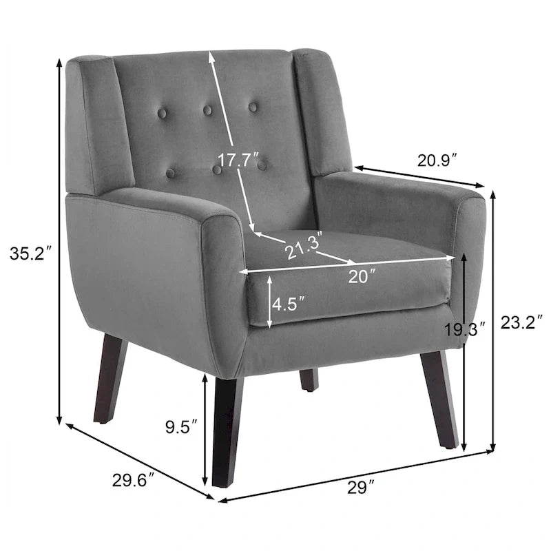 Set of 2 Velvet Living Room Accent Chair Upholstered Armchair