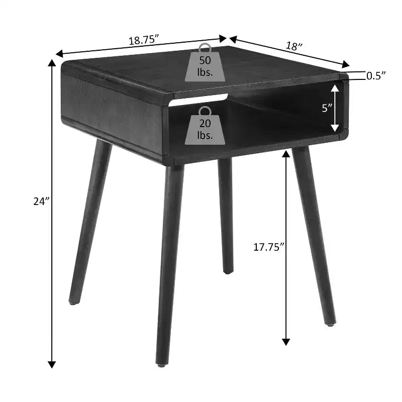 Table d'appoint blanche de style Mid-Century avec étagère ouverte, pour 1
