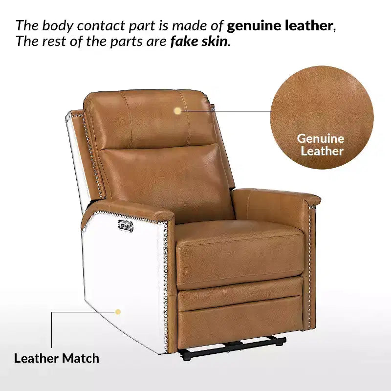 Fauteuil inclinable motorisé, couleur brun/camel, une place