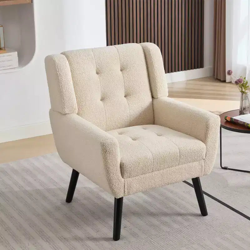Fauteuil d'appoint capitonné multicolore avec pieds en bois, une place