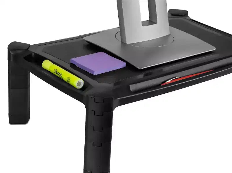 Support rehausseur noir réglable en hauteur pour écran et imprimante, simple