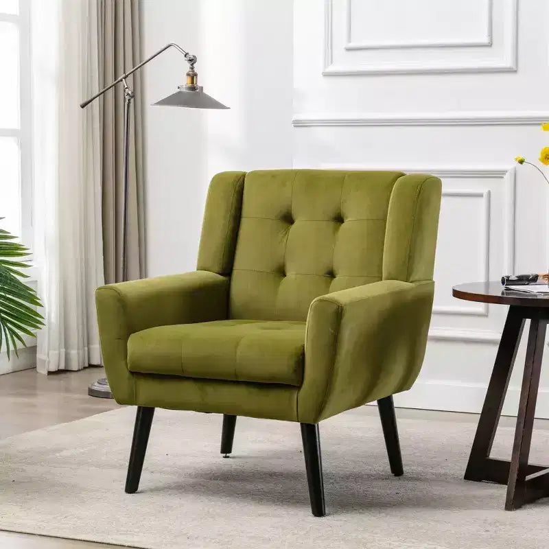 Fauteuil d'appoint capitonné multicolore avec pieds en bois, une place