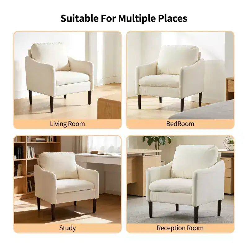 Fauteuil d'appoint en chenille beige/noir/vert/orange, fauteuil incurvé pour 1 personne, canapé individuel
