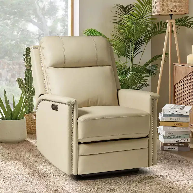 Fauteuil inclinable motorisé, couleur brun/camel, une place