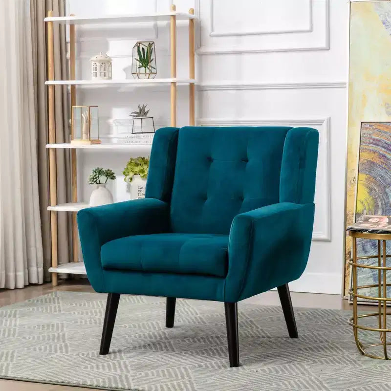 Fauteuil d'appoint capitonné multicolore avec pieds en bois, une place