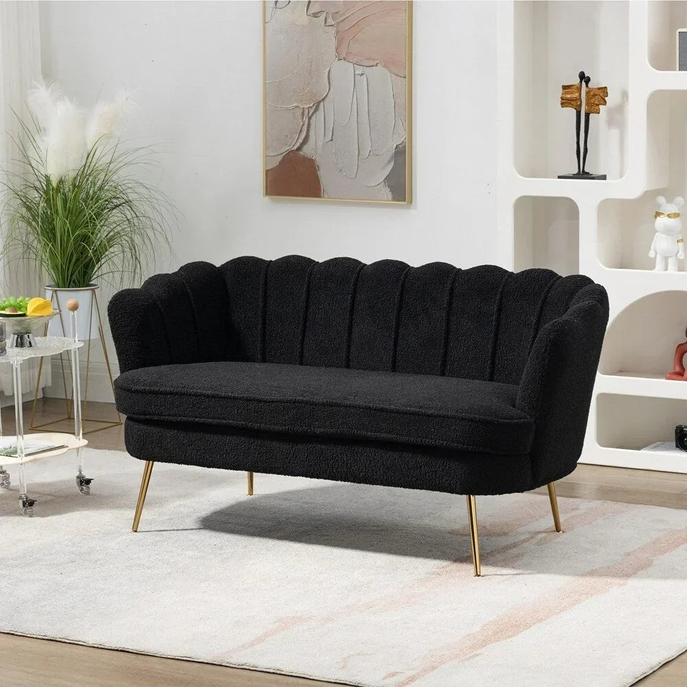 Small Mini Room Couch Two-Seater Sofa with Gold Metal Leg - 2 Seat