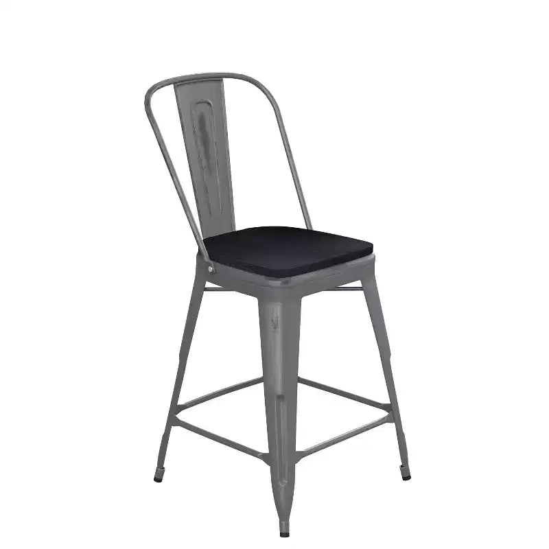 Flash Furniture Lincoln 24'' High Indoor Counter Height Stool with Back with Poly Resin Wood Seat