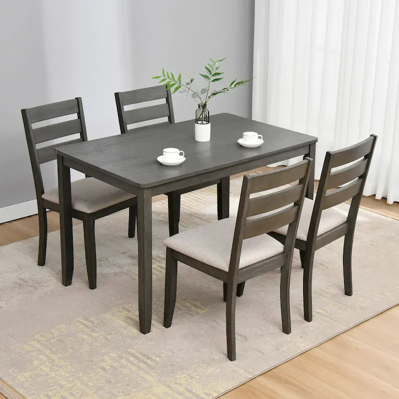 Slat Back Wood Dining Chairs Set of 4