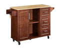 Mobile Kitchen Island Cart w/Drop Leaf Countertop, Rolling Kitchen Island Cart w/3 Drawers, Storage Cabinet, Brown