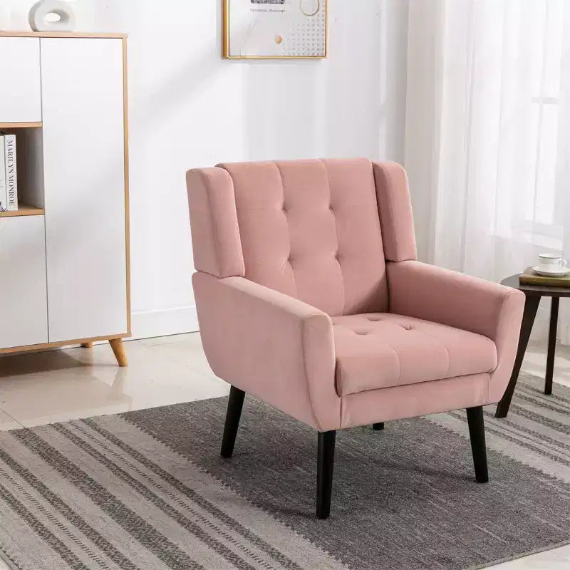 Fauteuil d'appoint capitonné multicolore avec pieds en bois, une place