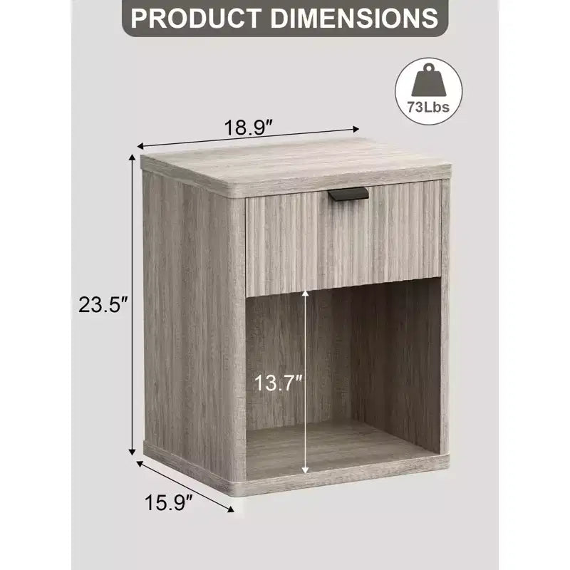 Table de chevet en bois dur brun avec tiroir et espace de rangement ouvert, 1 pièce