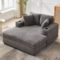 Indoor Comfy Corduroy Lounge Sofa with Charging Station, Cup Holders & Throw Pillows Cozy Sleeper Couch for Living Room, Bedroom & Apartments