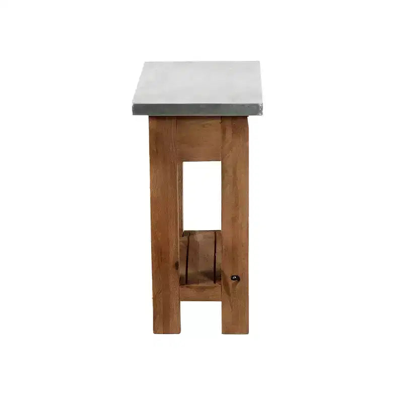 Table d'appoint en bois avec étagère : Style industriel moderne, cadre en bois massif - Meubles Alaterre
