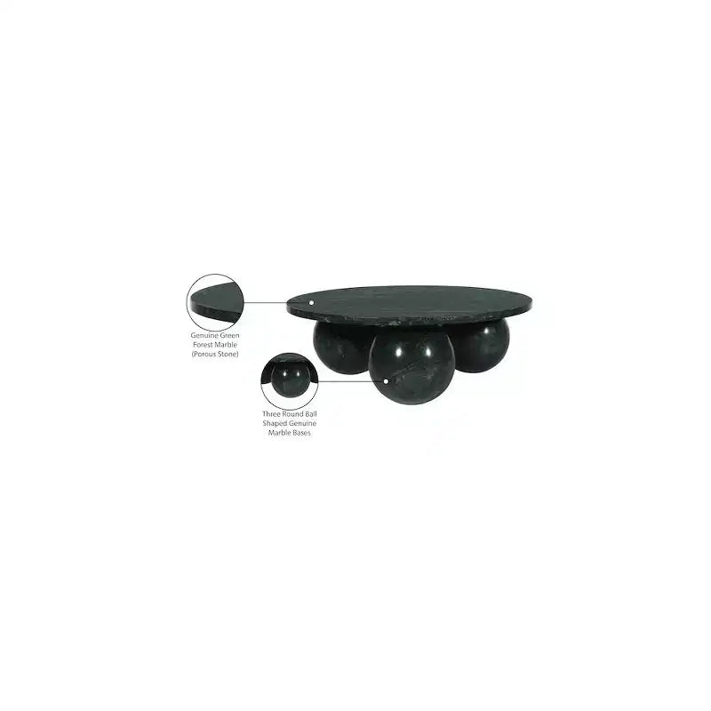 Round Marble Coffee Table with Sphere Legs, Multicolor, Seats 4??