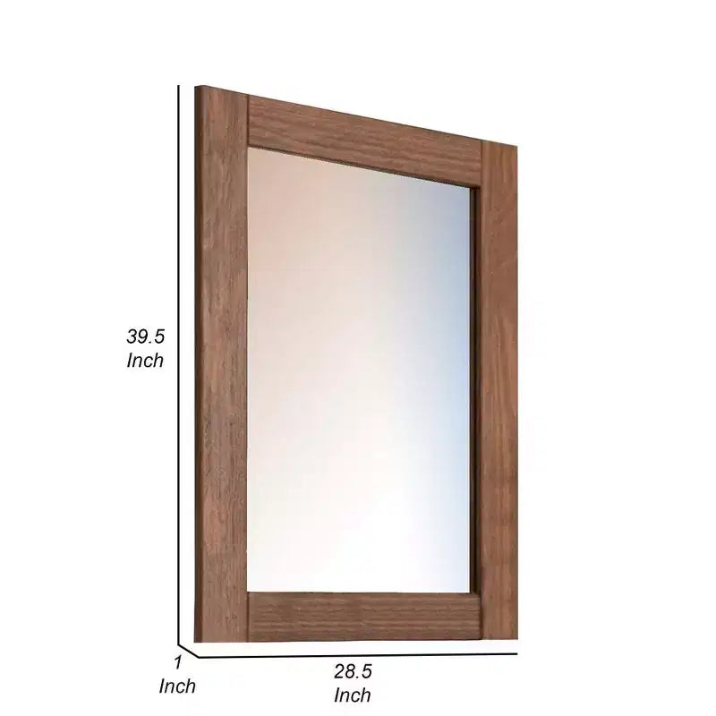 Miroir mural rectangulaire, cadre en bois, couleur acajou