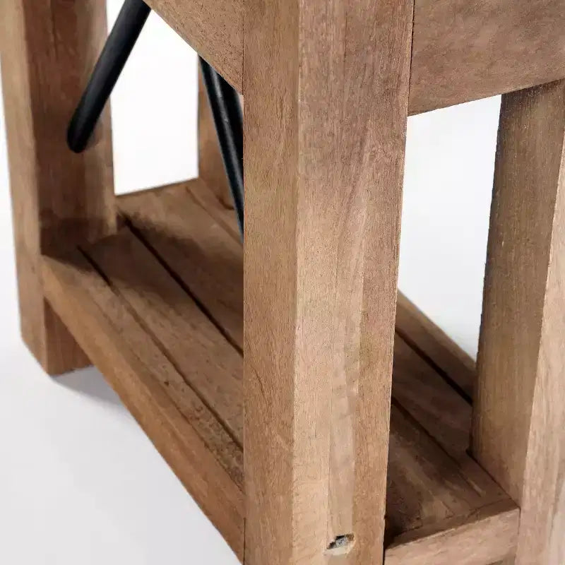 Table d'appoint en bois avec étagère : Style industriel moderne, cadre en bois massif - Meubles Alaterre
