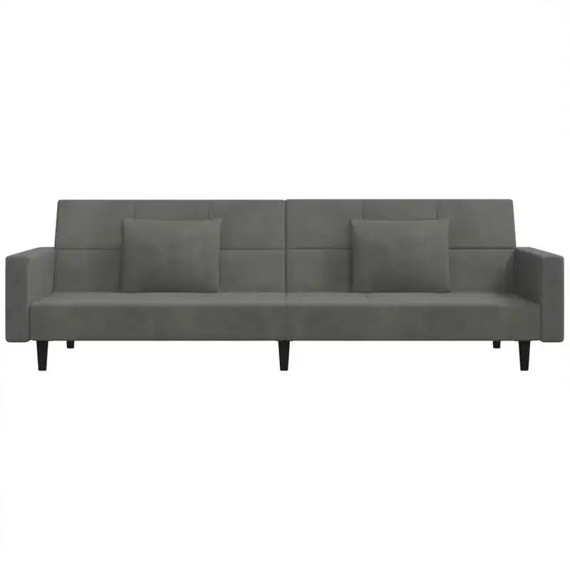 Ciemnoszara aksamitna dwuosobowa rozkładana sofa