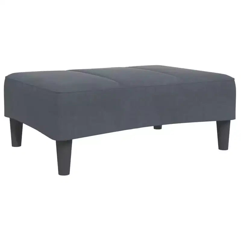 Ciemnoszara aksamitna dwuosobowa rozkładana sofa z otomaną