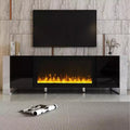 Whisen Modern TV Stand Fits TVs up to 78 in. with Non-heating Electric Fireplace Appearance and 2 Cabinets