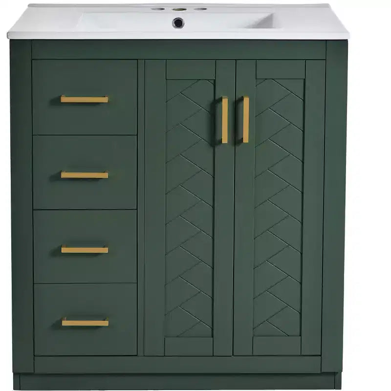 Meuble-lavabo de salle de bain de 76 cm à lavabo simple avec armoire et 3 tiroirs – Noir / Bleu / Vert / Indigo / Blanc
