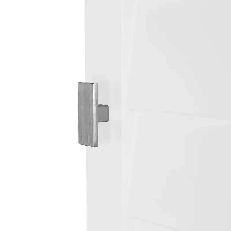 Meuble de rangement blanc à deux portes avec étagères réglables