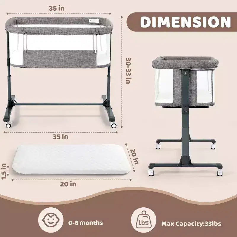 Moïse Bébé sur Roues – Beige / Gris / Rose, Cododo, pour 1 Bébé