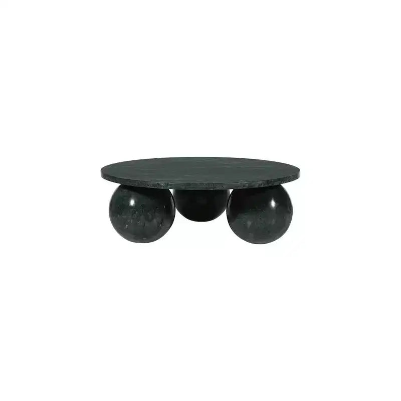 Round Marble Coffee Table with Sphere Legs, Multicolor, Seats 4??